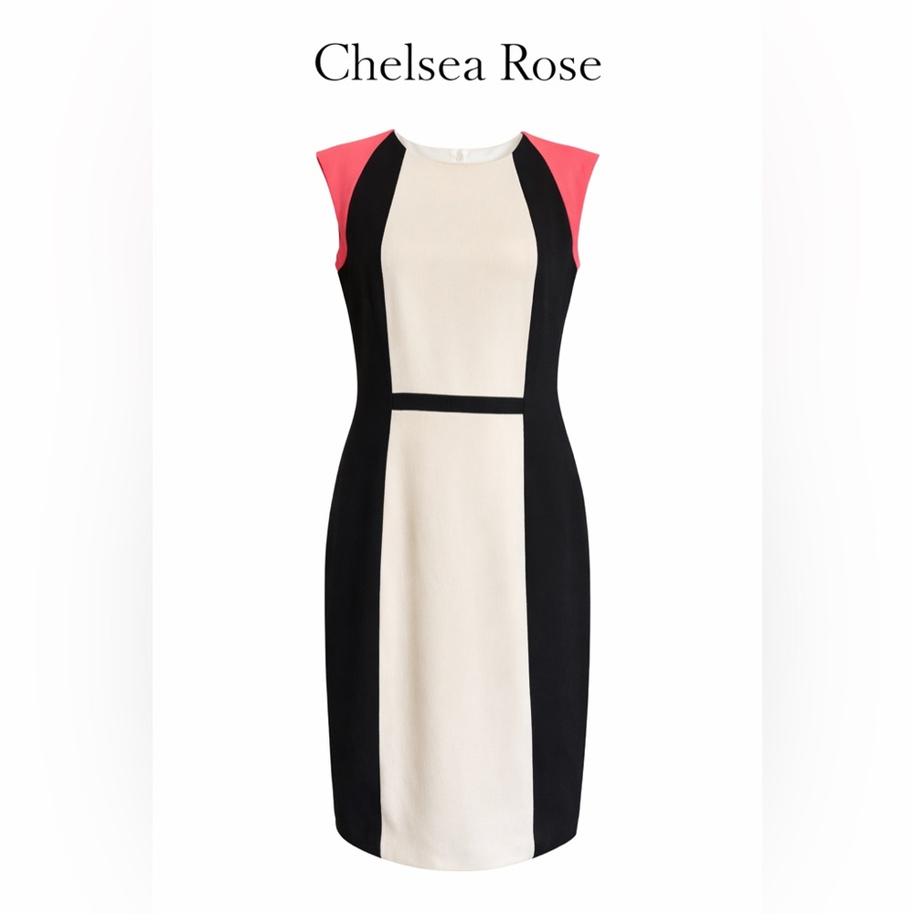 Chelsea Rose Colorblock Sheath Dress Size 6 Career Cocktail Wedding Guest